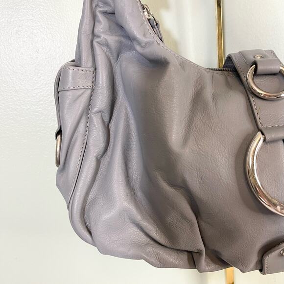 Michael Rome Italian Genuine Leather Shoulder Hobo Satchel Bag Gray - Picture 9 of 10